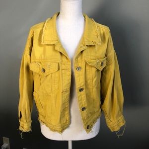 Yellow Cropped Jean Jacket